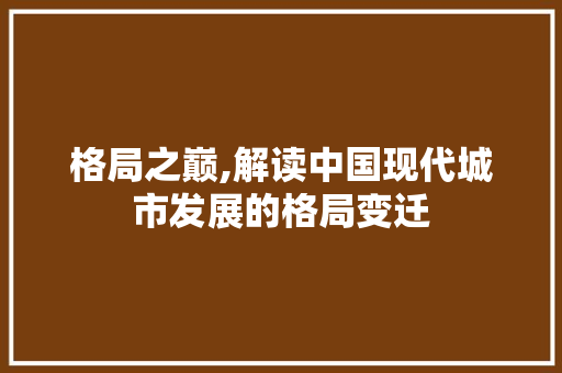 格局之巅,解读中国现代城市发展的格局变迁