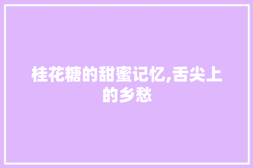 桂花糖的甜蜜记忆,舌尖上的乡愁