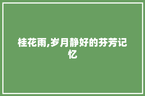 桂花雨,岁月静好的芬芳记忆