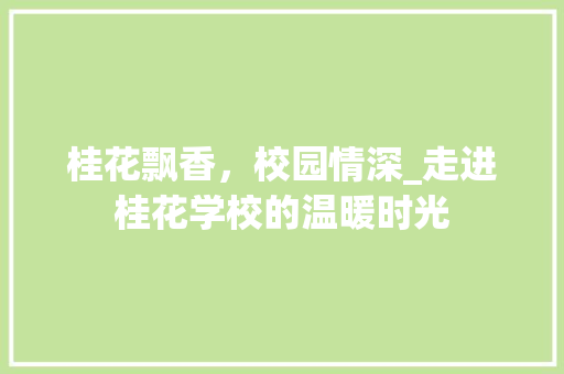 桂花飘香，校园情深_走进桂花学校的温暖时光