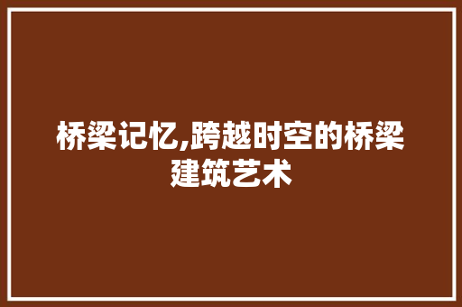 桥梁记忆,跨越时空的桥梁建筑艺术