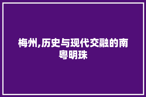 梅州,历史与现代交融的南粤明珠