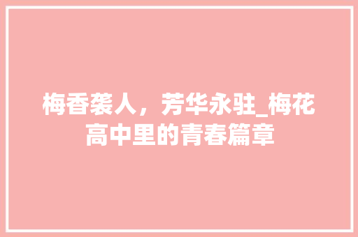 梅香袭人，芳华永驻_梅花高中里的青春篇章