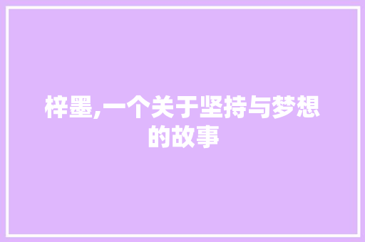 梓墨,一个关于坚持与梦想的故事