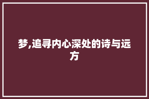 梦,追寻内心深处的诗与远方