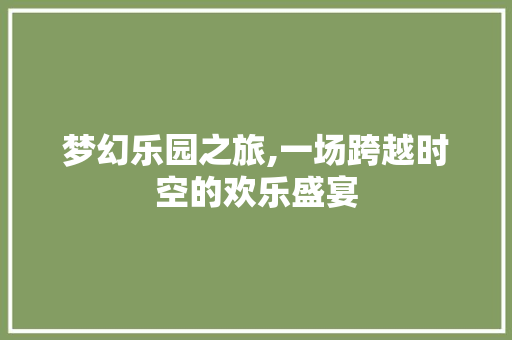 梦幻乐园之旅,一场跨越时空的欢乐盛宴