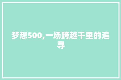 梦想500,一场跨越千里的追寻