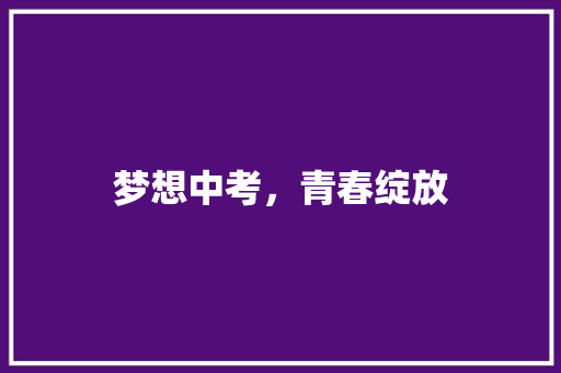 梦想中考，青春绽放