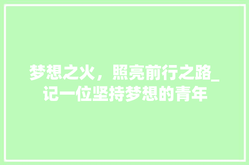 梦想之火，照亮前行之路_记一位坚持梦想的青年