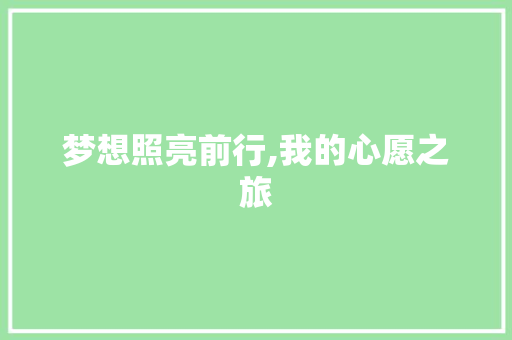 梦想照亮前行,我的心愿之旅