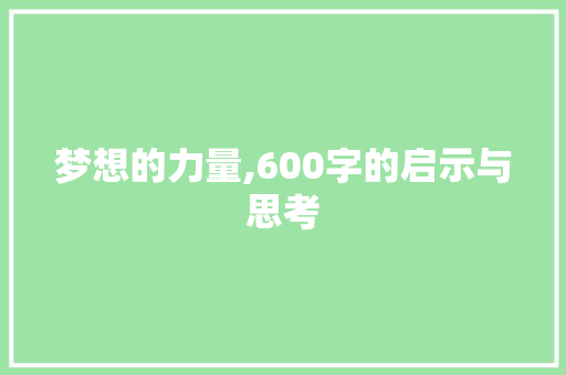 梦想的力量,600字的启示与思考