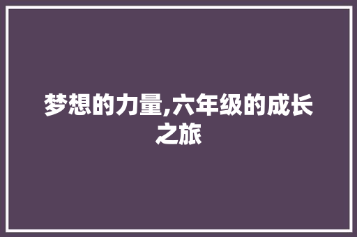 梦想的力量,六年级的成长之旅