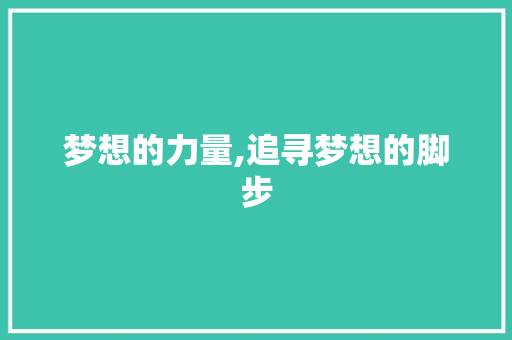 梦想的力量,追寻梦想的脚步