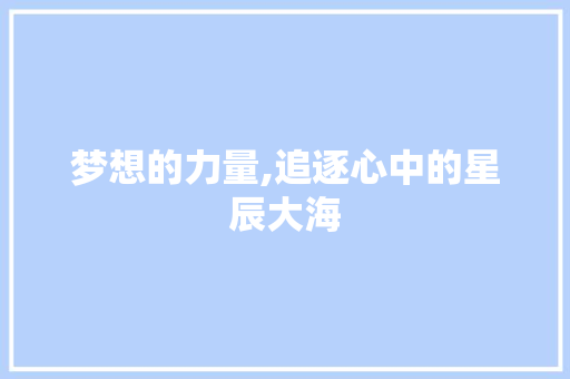 梦想的力量,追逐心中的星辰大海