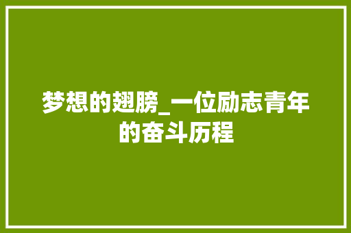 梦想的翅膀_一位励志青年的奋斗历程