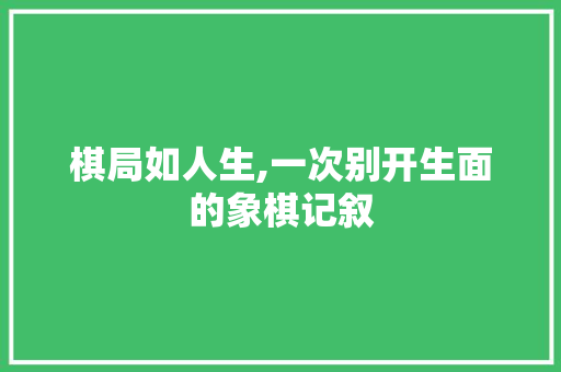 棋局如人生,一次别开生面的象棋记叙