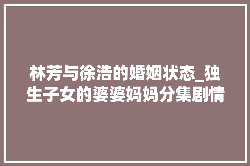 林芳与徐浩的婚姻状态_独生子女的婆婆妈妈分集剧情介绍140集大年夜终局7