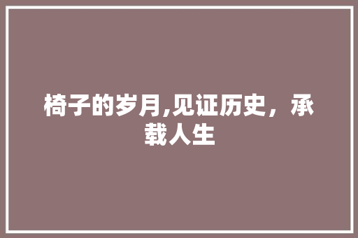 椅子的岁月,见证历史，承载人生