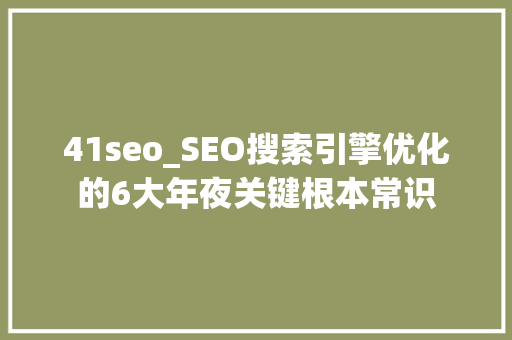 41seo_SEO搜索引擎优化的6大年夜关键根本常识