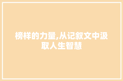 榜样的力量,从记叙文中汲取人生智慧