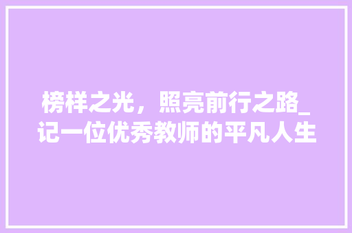 榜样之光，照亮前行之路_记一位优秀教师的平凡人生