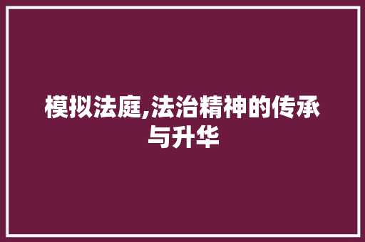 模拟法庭,法治精神的传承与升华