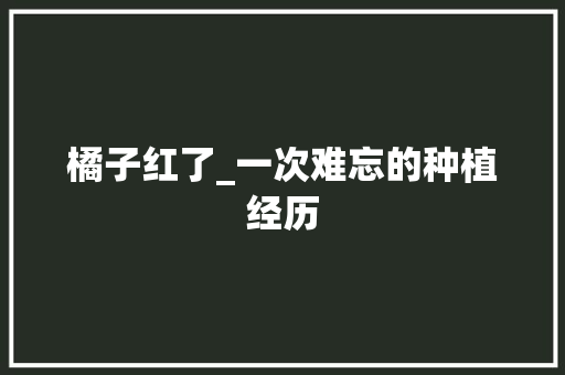 橘子红了_一次难忘的种植经历