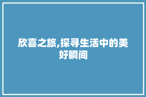 欣喜之旅,探寻生活中的美好瞬间