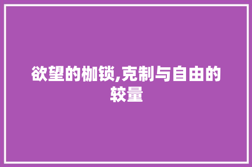 欲望的枷锁,克制与自由的较量