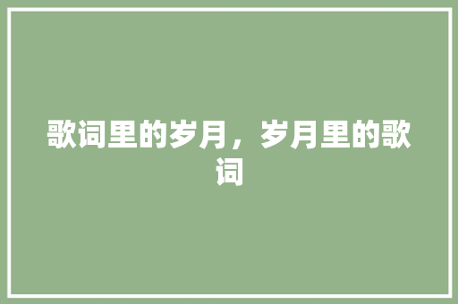 歌词里的岁月，岁月里的歌词