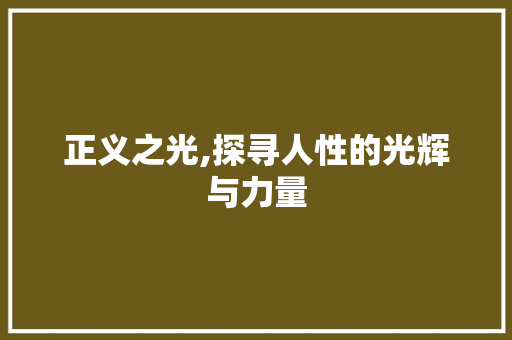 正义之光,探寻人性的光辉与力量