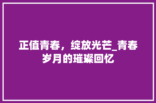 正值青春，绽放光芒_青春岁月的璀璨回忆