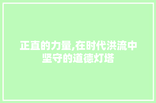 正直的力量,在时代洪流中坚守的道德灯塔