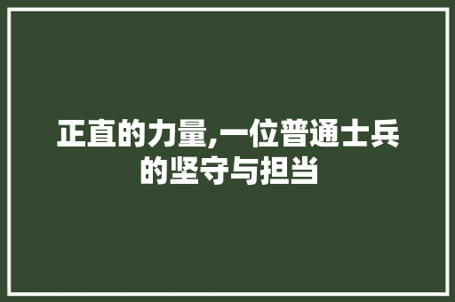 正直的力量,一位普通士兵的坚守与担当