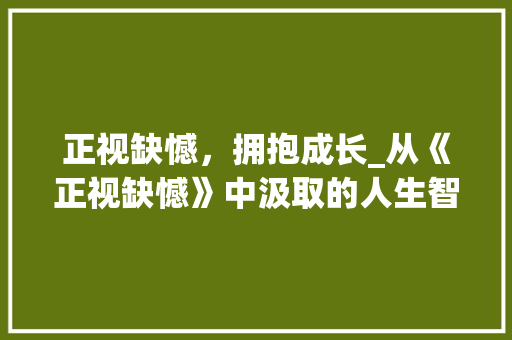 正视缺憾，拥抱成长_从《正视缺憾》中汲取的人生智慧