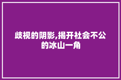 歧视的阴影,揭开社会不公的冰山一角