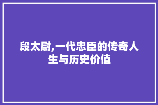 段太尉,一代忠臣的传奇人生与历史价值