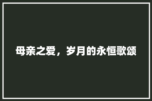 母亲之爱，岁月的永恒歌颂