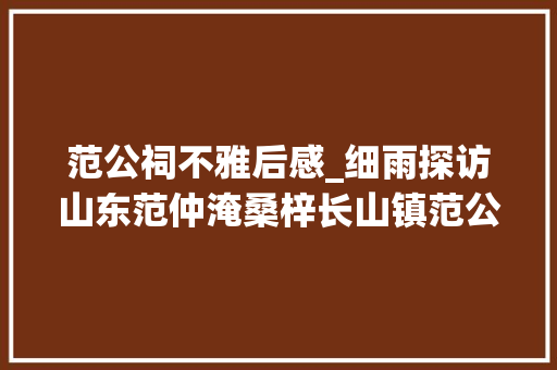 范公祠不雅后感_细雨探访山东范仲淹桑梓长山镇范公祠有感 学术范文