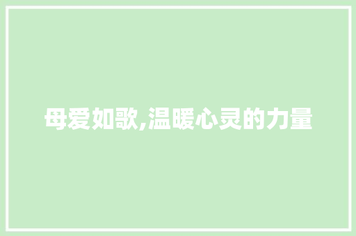 母爱如歌,温暖心灵的力量