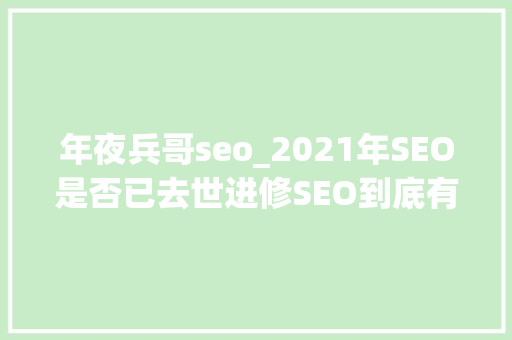 年夜兵哥seo_2021年SEO是否已去世进修SEO到底有没有前途