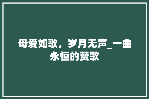 母爱如歌，岁月无声_一曲永恒的赞歌