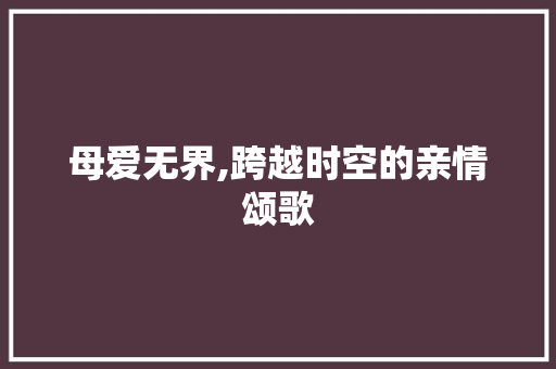 母爱无界,跨越时空的亲情颂歌