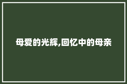 母爱的光辉,回忆中的母亲