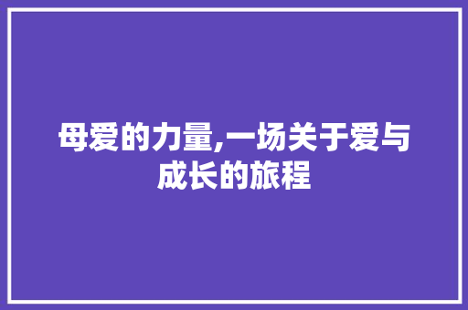 母爱的力量,一场关于爱与成长的旅程