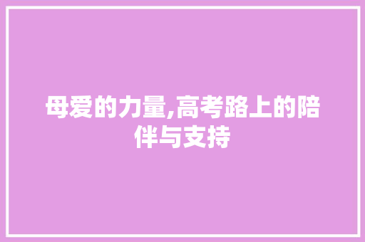 母爱的力量,高考路上的陪伴与支持