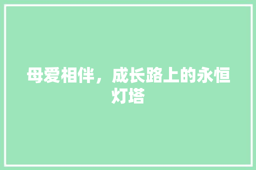 母爱相伴，成长路上的永恒灯塔