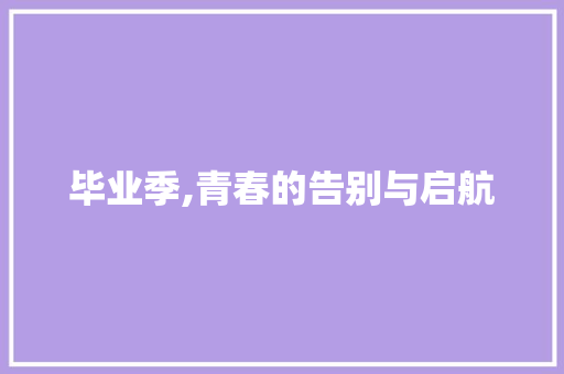 毕业季,青春的告别与启航