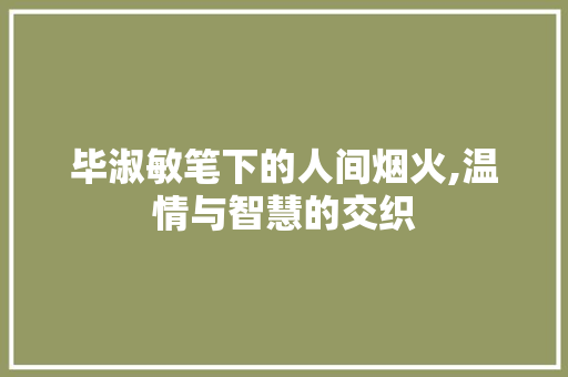 毕淑敏笔下的人间烟火,温情与智慧的交织