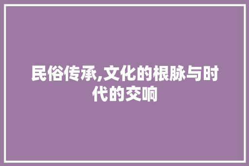 民俗传承,文化的根脉与时代的交响